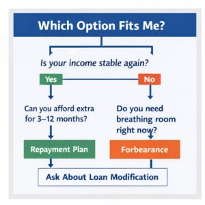 Gwinnett County mortgage help decision tree for repayment plan vs forbearance