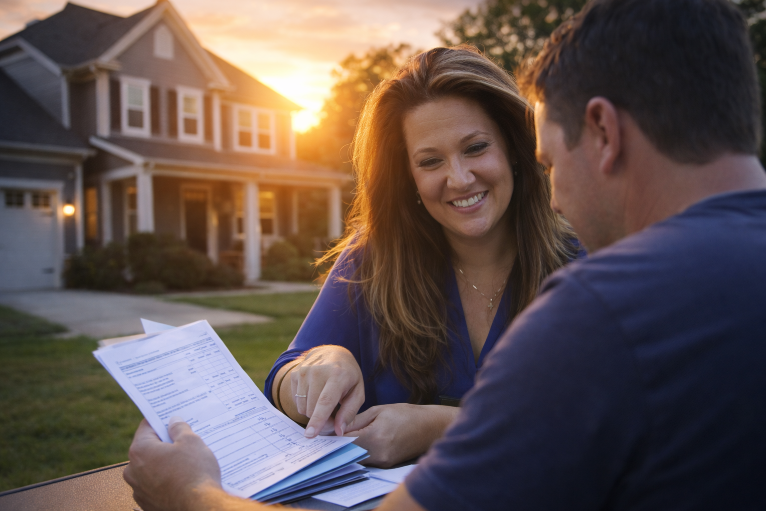 Jennifer K. Lewis of Hillwood Realty helping a Georgia homeowner review short sale paperwork