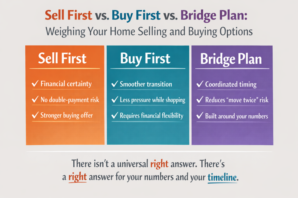 Sell first vs buy first vs bridge plan comparison for homeowners in Gwinnett County Georgia
