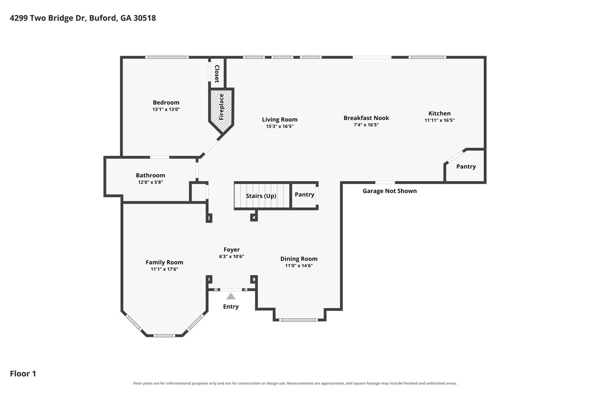 4299 Two Bridge Drive - main level floor plan