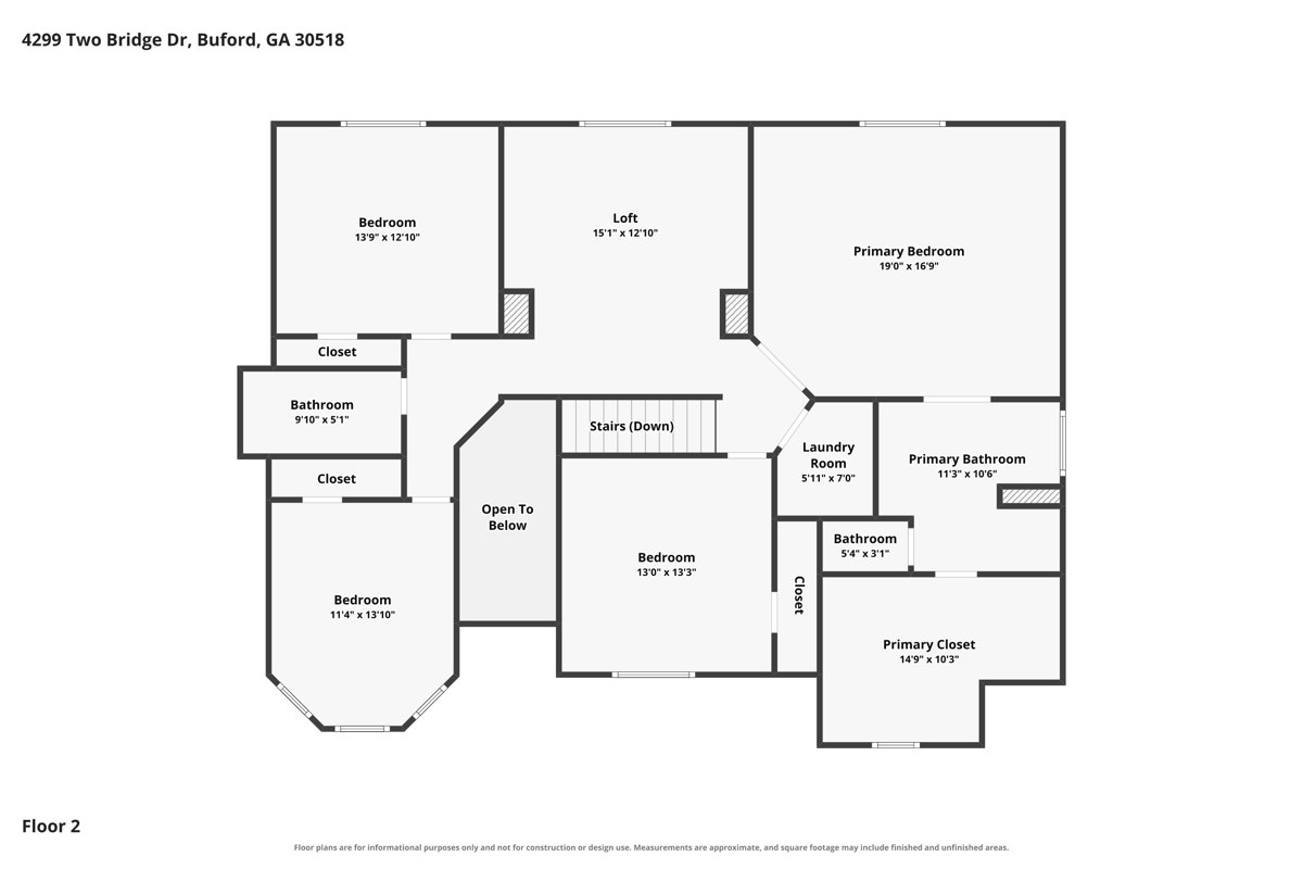 4299 Two Bridge Drive - upper level floor plan